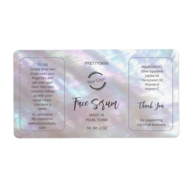 FAUX Sérum Holographique Iridescent Étiquette (Devant)