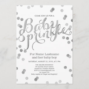 Faux Silver Confetti moderne Invitation d'arrosage