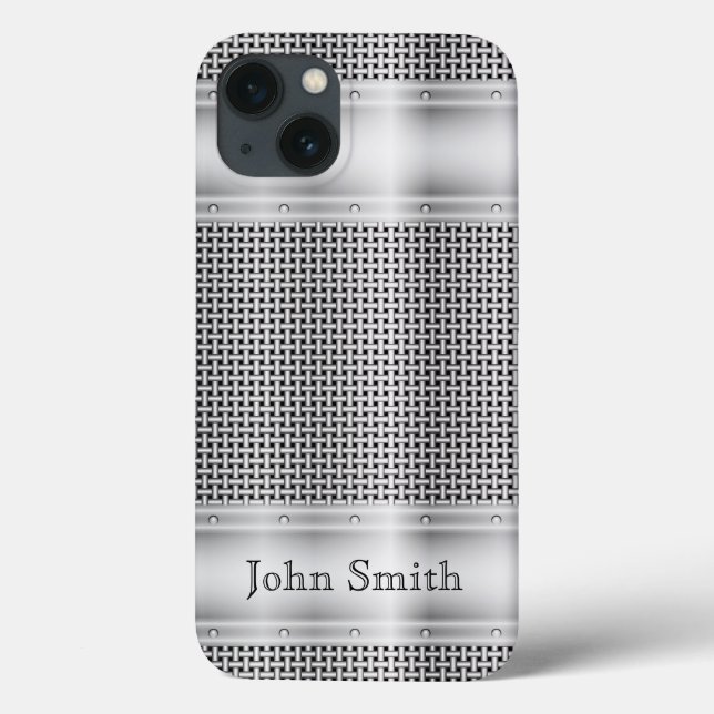 Faux Silver Metal Motif iPhone X Coque (Verso)