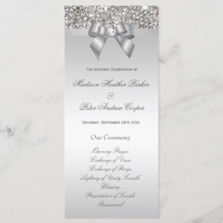 Faux Silver Sequins Bow Wedding Programme
