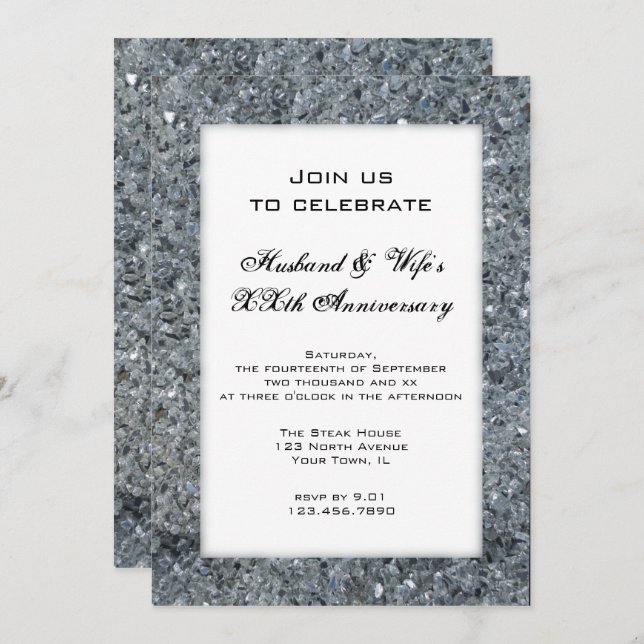 Faux Sparkle Mariage Anniversaire Invitation (Devant / Derrière)