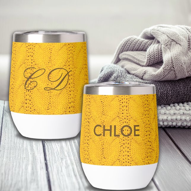Faux Tricot Pullover Nom personnalisé & Monogramme (Créateur téléchargé)