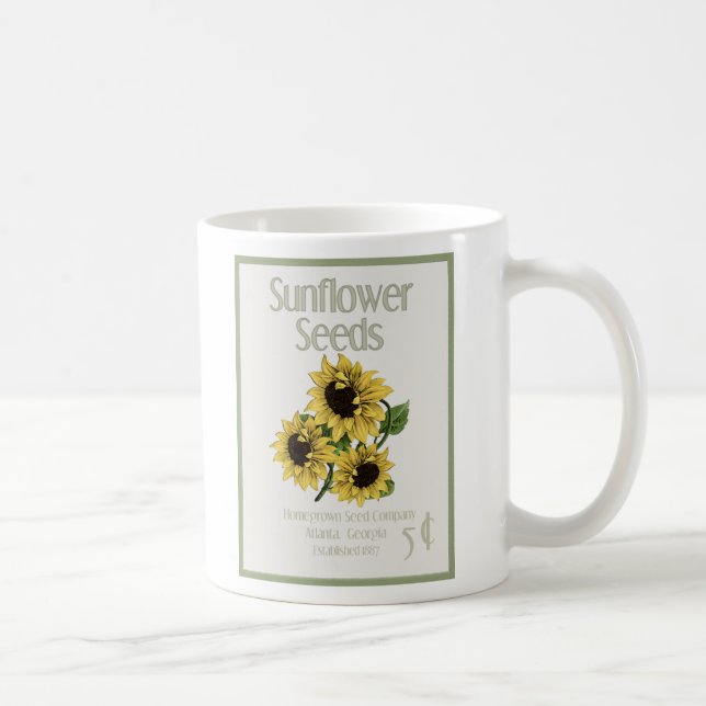 Faux Vintage Sunflower Seed Pack Mug par mcful (Droite)
