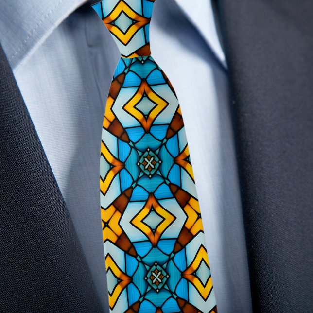 Faux vitrail cravate or et bleu (Créateur téléchargé)