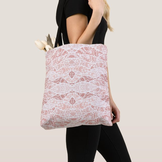 Faux White Lace Fishnet Sac fourre-tout (De près)