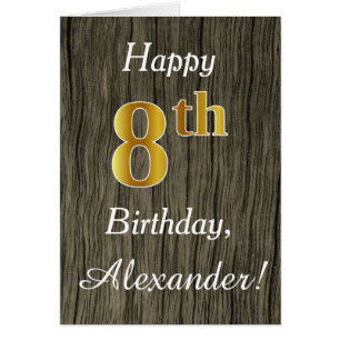 Faux Wood, Faux Gold 8e anniversaire + Nom personn