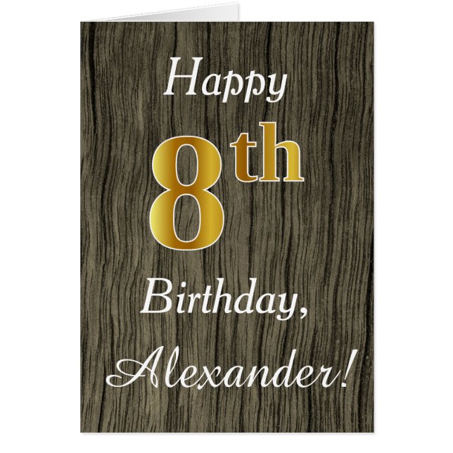 Faux Wood, Faux Gold 8e anniversaire + Nom personn (Devant)