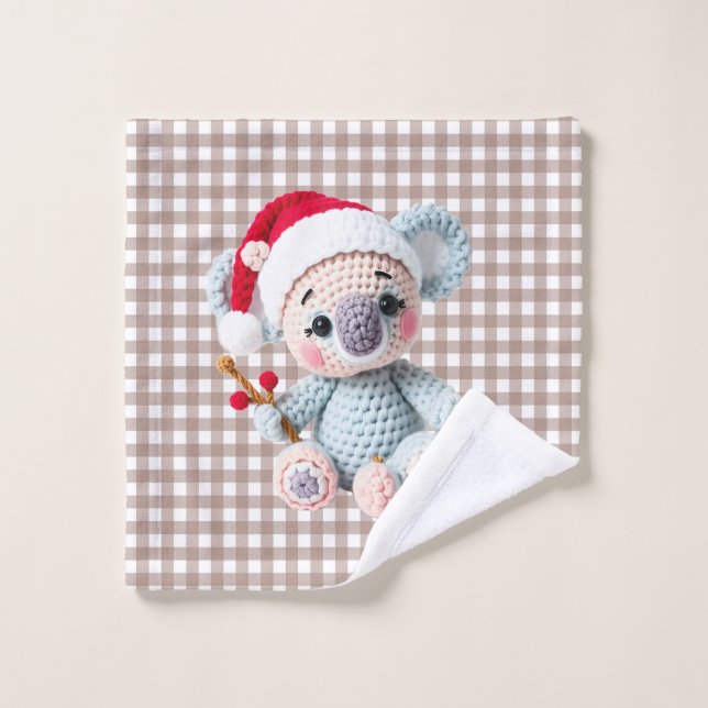 Faux Yarn Notch-Hook Koala Christmas Design (Gant de toilette)
