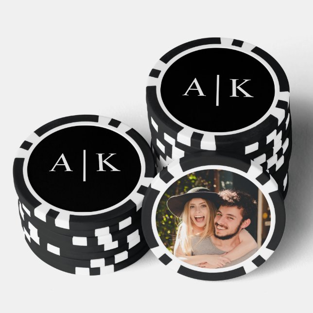 Faveur de mariage de jeton de poker photo de monog (Empiler)