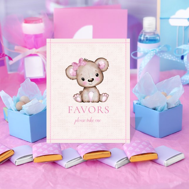 Faveur Table Cute Girl Bear Poster Baby shower (Créateur téléchargé)