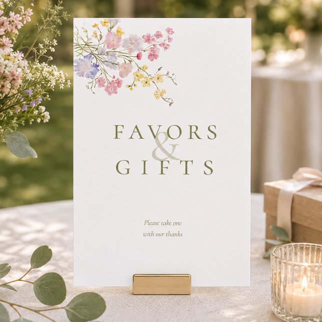 Faveurs de fleurs sauvages Cadeaux Panneaux de tab (Wildflowers Wedding Favors Gifts Tabletop Signs)