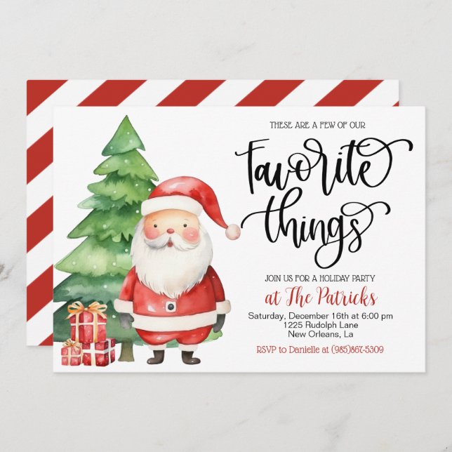 Favoris Père Noël Fête Invitation (Devant / Derrière)