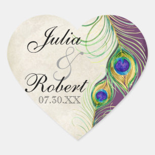 Favoriser Sticker Cadeau - Peacock Feathers Mariag