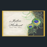 Favoriser Sticker Cadeau - Peacock Feathers Mariag<br><div class="desc">PALETTE DE COULEUR : Noir, tan, crème, or, bleu, vert et violet. COLLECTION DE DESIGN : Il s'agit d'un ensemble d'invitations de mariage de produits complets assortis. Modernes et contemporaines, les Peacock Feathers Wedding Invitations sont à la mode, élégantes et chic. L'oeuvre est issue de l'aquarelle originale peinte à la...</div>