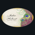 Favoriser Sticker Cadeau - Peacock Feathers Mariag<br><div class="desc">Il s'agit d'un sceau ou d'un autocollant Favor élégant et sophistiqué. Il allie le meilleur de la tradition et la fraîcheur du contemporain. Le mélange d'arrière - plans peints à la main avec des touches de dentelle et une aquarelle contemporaine des plumes de paon peintes à la main par Audrey...</div>