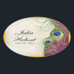 Favoriser Sticker Cadeau - Peacock Feathers Mariag<br><div class="desc">Il s'agit d'un sceau ou d'un autocollant Favor élégant et sophistiqué. Il allie le meilleur de la tradition et la fraîcheur du contemporain. Le mélange d'arrière - plans peints à la main avec des touches de dentelle et une aquarelle contemporaine des plumes de paon peintes à la main par Audrey...</div>