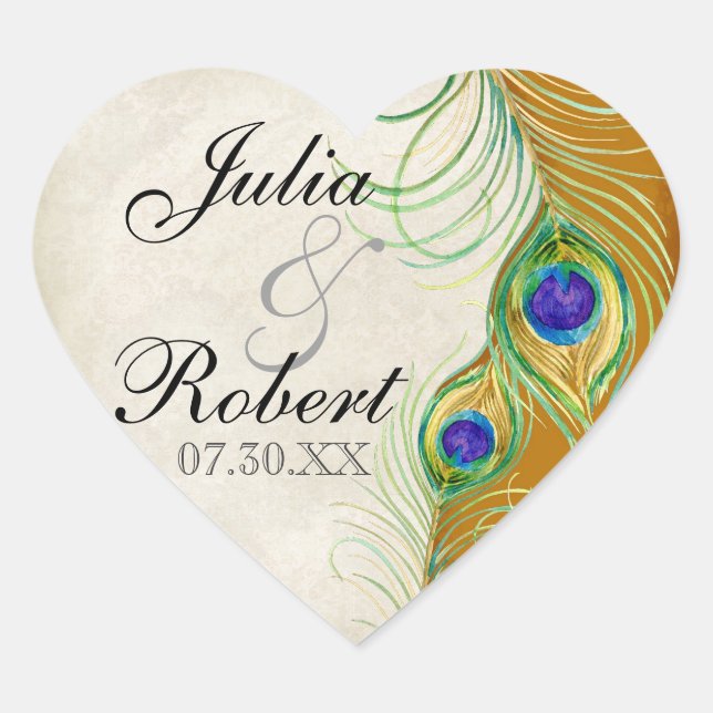 Favoriser Sticker Cadeau - Peacock Feathers Mariag (Devant)