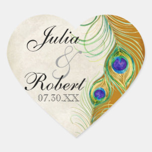 Favoriser Sticker Cadeau - Peacock Feathers Mariag