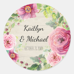 Favoriser Stickers Sac Cadeau Bois Rustique Floral