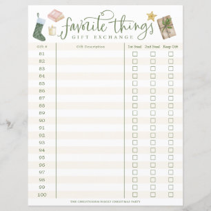 Favorite Things Gift Exchange Tracker #81-100