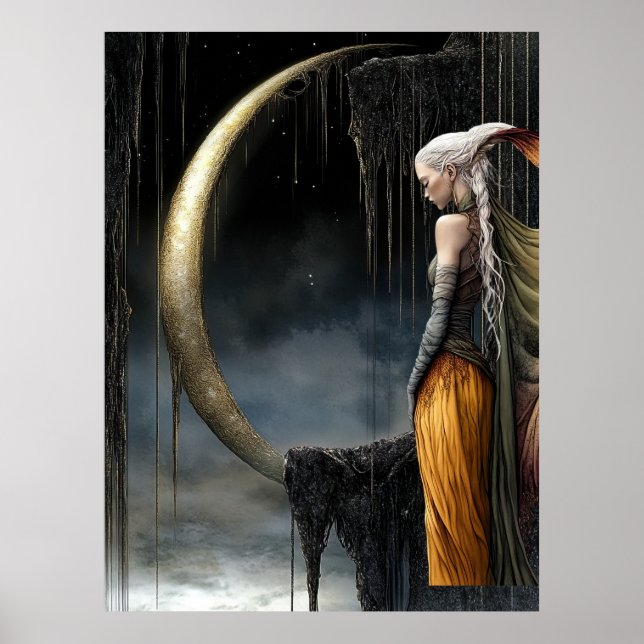 FD2 Enchanted Crescent Moon Goddess  30  Poster (Devant)