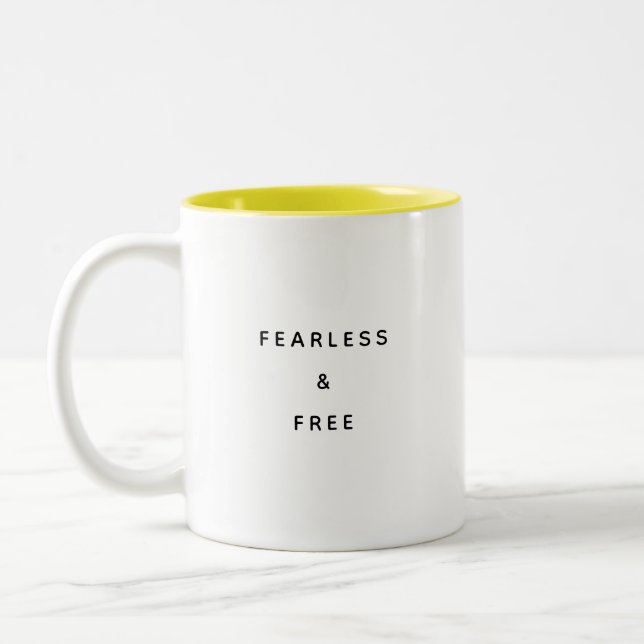 Fearless & Free Typography Modern Two-Tone Mug (Gauche)