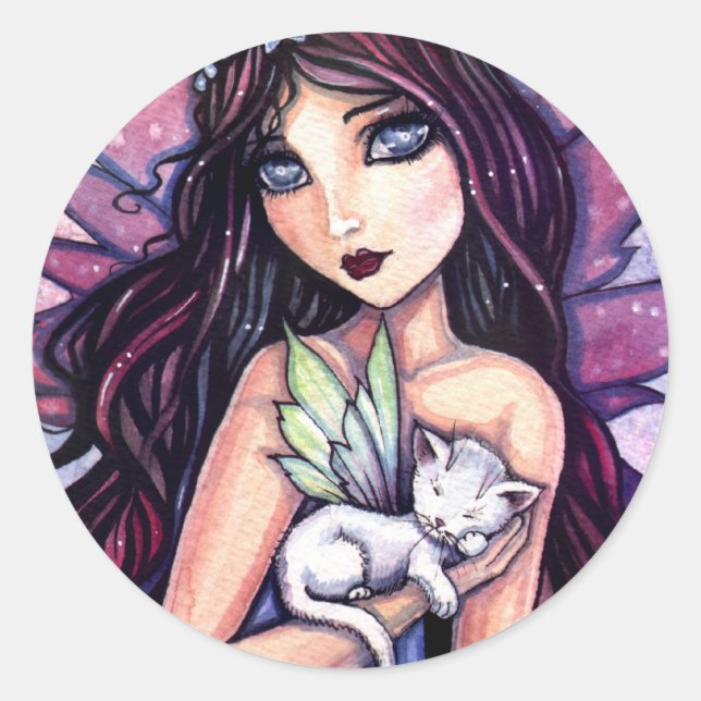 Fée avec autocollant de chat blanc par Molly Harri (Devant)