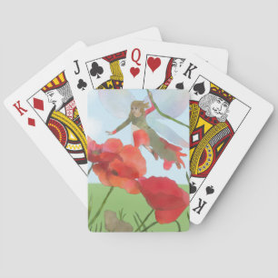 Fée avec coquelicot cartes à jouer