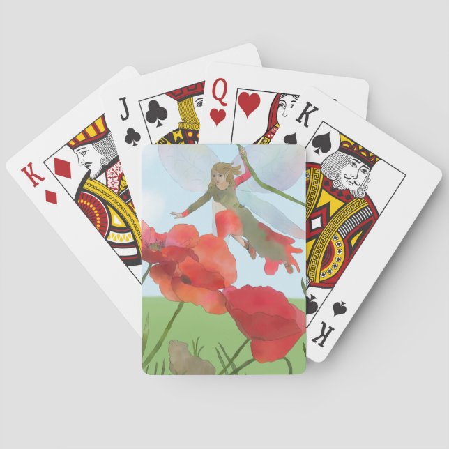Fée avec coquelicot  cartes à jouer (dos)