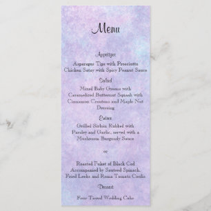Fée bleue sur le menu Mariage violet