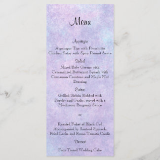 Fée bleue sur le menu Mariage violet