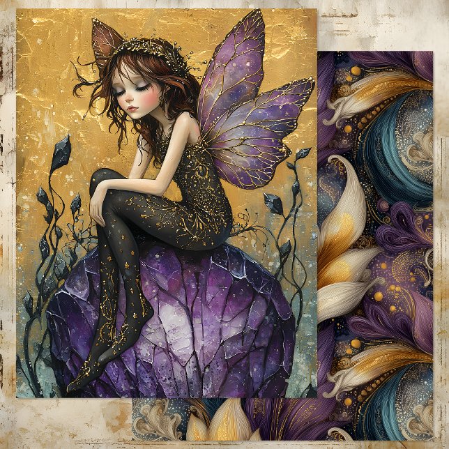 FÉE CRISTAL ENVOÛTANTE EN VIOLET ET OR (ENCHANTING CRYSTAL FAIRY IN PURPLE AND GOLD)