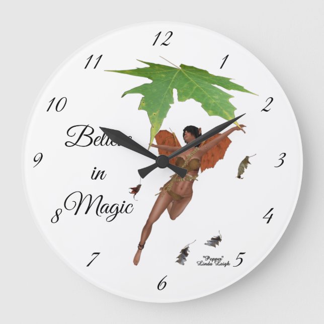Fée Cute Avec Ailes Brown Horloge Mur (Recto)