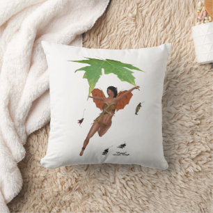 Fée Cute Avec Ailes Brown Lancer Oreiller