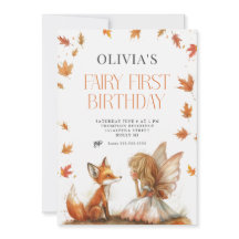 Fée d'automne Première invitation d'anniversaire a