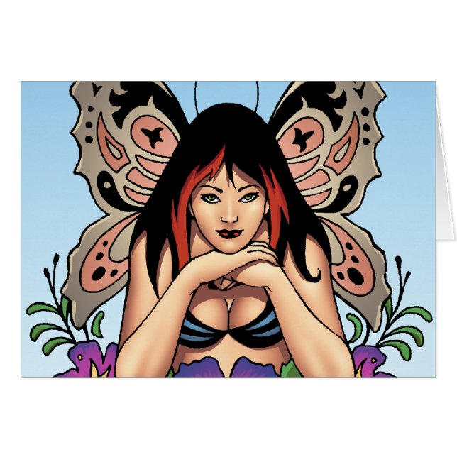 Fée de Goth avec les fleurs, ailes de papillon par (Devant horizontal)