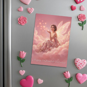 Fée de la Saint-Valentin sur des nuages roses Cart