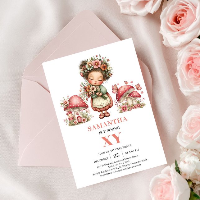 Fée de l'Harmonie 3ème Anniversaire Invitation Flo (Harmony Fairy 3rd Birthday Pastel Floral Invitation)