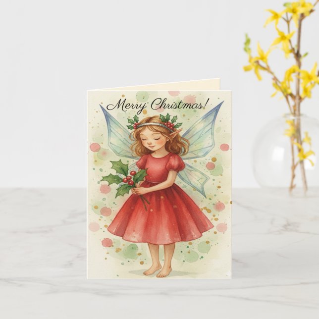 Fée de Noël Art aquarelle Cartes de vœux  (Fleur jaune)