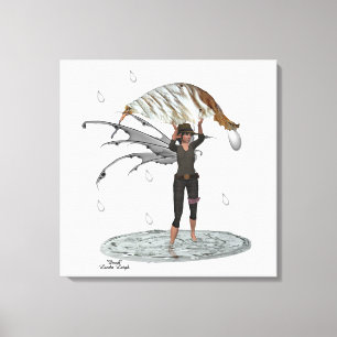 Fée De Pluie Du Garçon Avec Feuille En Toile Étitr