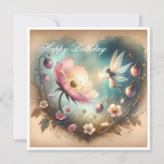Fée de rêve enchantée et cœur de fleur sauvage