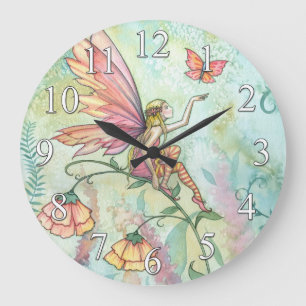Fée des fleurs et horloge papillon par Molly Harri