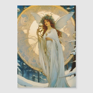 fée d'hiver -carte magnétique artisanale