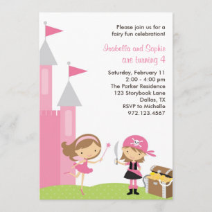 Fée douce et Pirate rose Invitation