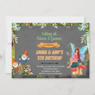 Fée et gnome coparti Invitation