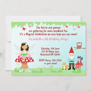 Fée et Gnome Fête en Forêt INVITATION