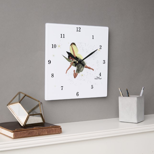 Fée Fée Avec Ailes Jaunes Horloge murale (Bureau)