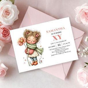 Fée Fille 6e Anniversaire Pastel Floral Invitation