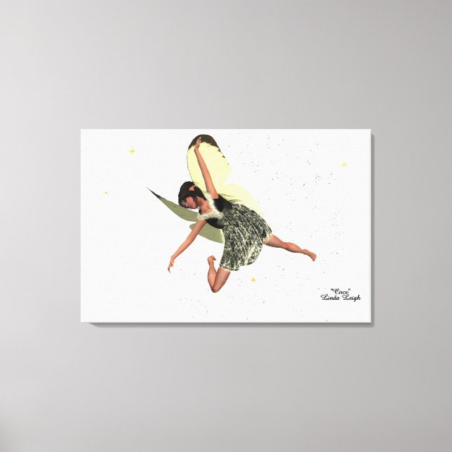 Fée Fille Avec Ailes Jaunes Toile Imprimer (Recto)