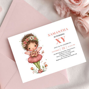 Fée Fille Invitation Anniversaire Fantaisiste Fleu